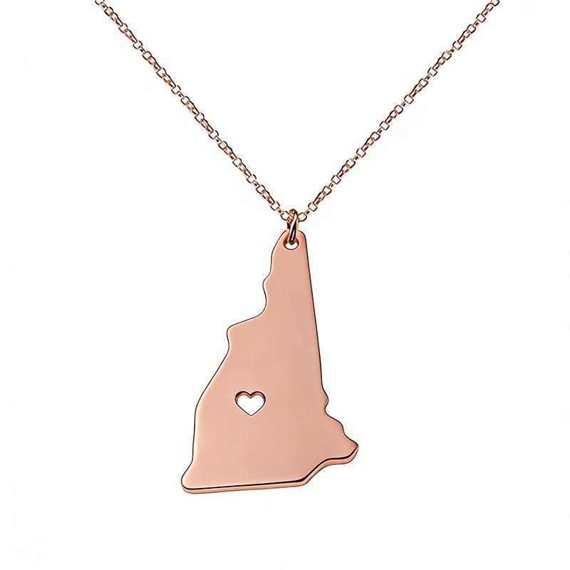 United States New Hampshire Map Pendant Necklace Stainless Steel Map Jewelry Accessories