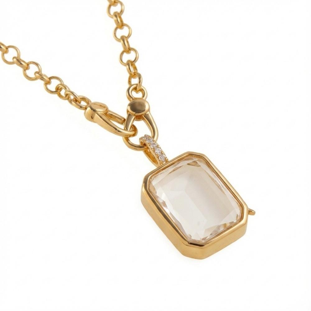 Rectangle Heart-shaped Box Necklace Hollow Design Chain Necklace Women Accessories