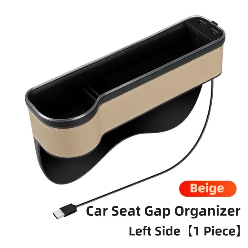 Riempitivo Fessura Sedile Auto Portabicchieri LED Cambia Colore 7 Colori Scatola Organizer Portaoggetti Fessura Auto Con Caricatore 2Usb Accessori Auto