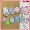 Kawaii Handmade Square Press On Nails Art Party Stickers Cute Flower Panda Bear Animal Custom Acrylic Fake Nails