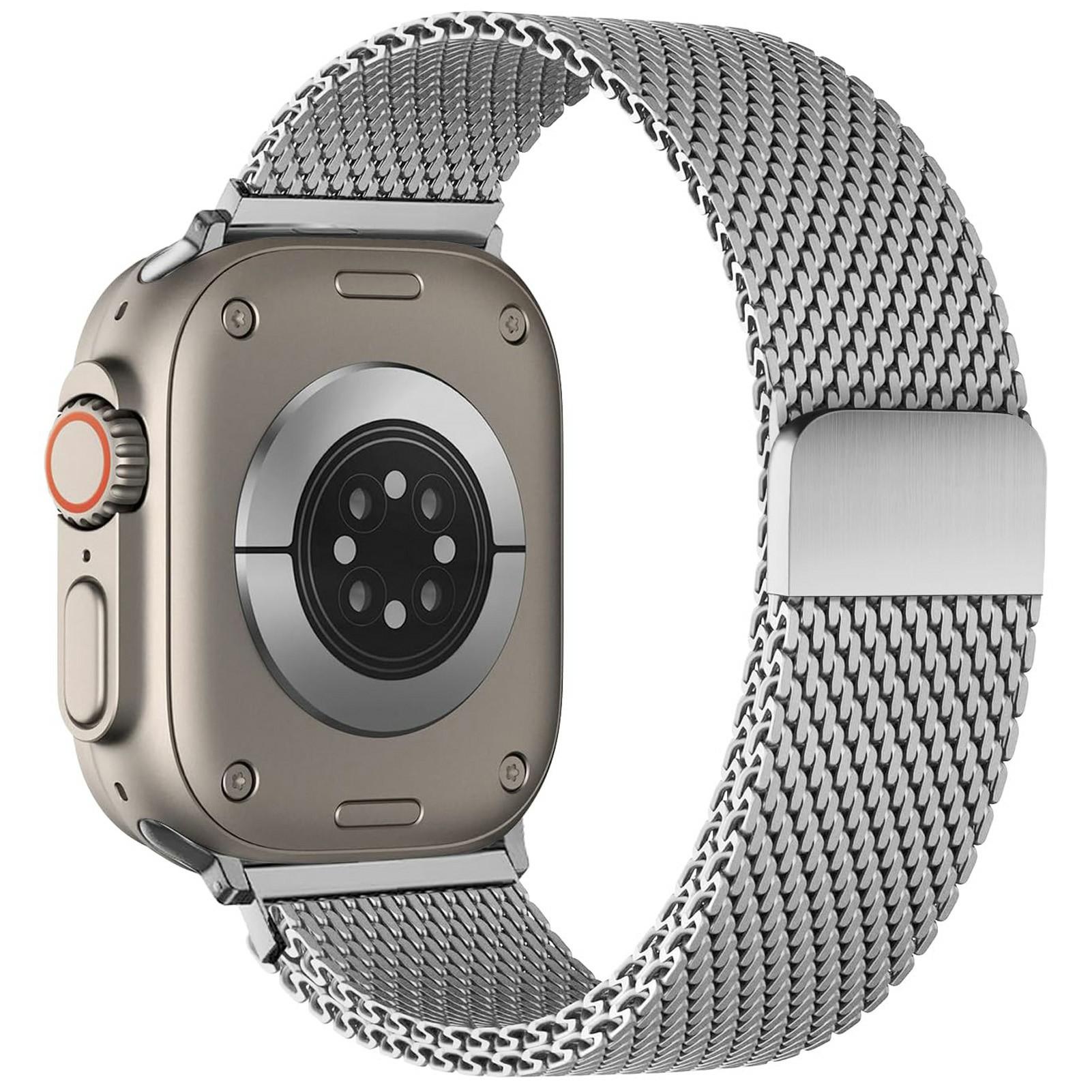 

Thick Mesh Silver Strap for Apple Watch Series 10 Ultra 9 8 7 SE 6 5 4 3 2 1 46mm 49mm 45mm 44mm 42mm Milanese Metal Watch Band Magnetic Clasp A