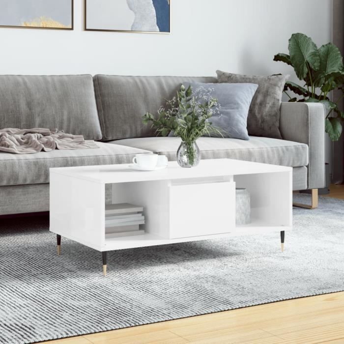 VidaXL Coffee Table High Gloss White 90x50x36.5 Cm Engineered Wood 830582