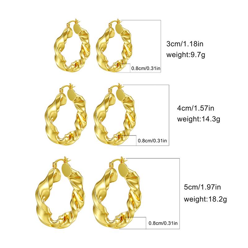 Gold & Silver Twisted Pleated Earrings - Fashionable Light Luxury Metal Earrings for Women, European American Style