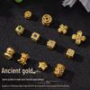 Gold-Plated Rhinestone Four-Leaf Clover Copper Spacer Beads for DIY Bracelets