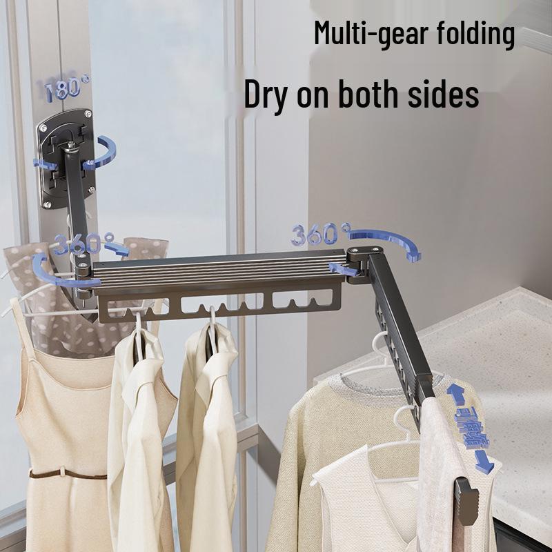 Retractable No-Punch Clothes Drying Rack for Indoor/Outdoor Use
