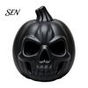 Hollowed Resin Figurine 3D Printed Pumpkin Skull Figurine, Blank DIY Paint Halloween Unique Lighting Props Statue, Desktop Ornament for Party