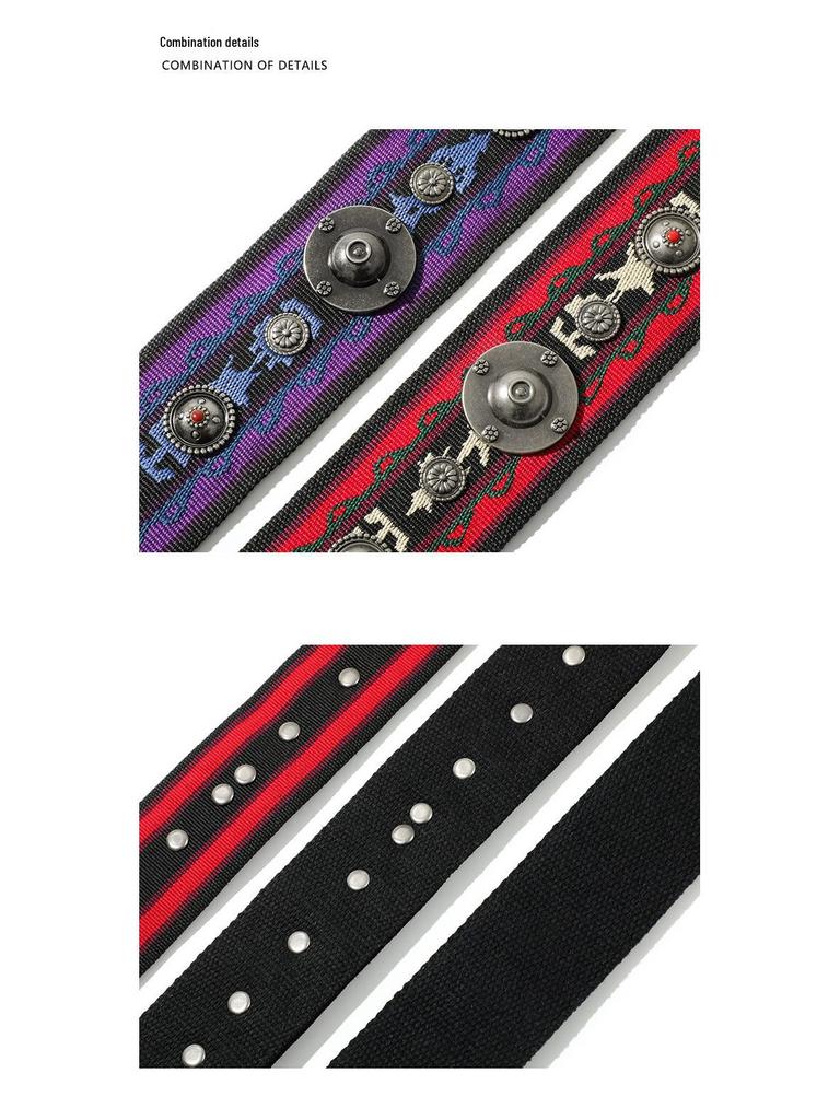 Ma Huang Shi Women's Genuine Leather Vintage Saddle Bag Strap with Rivets