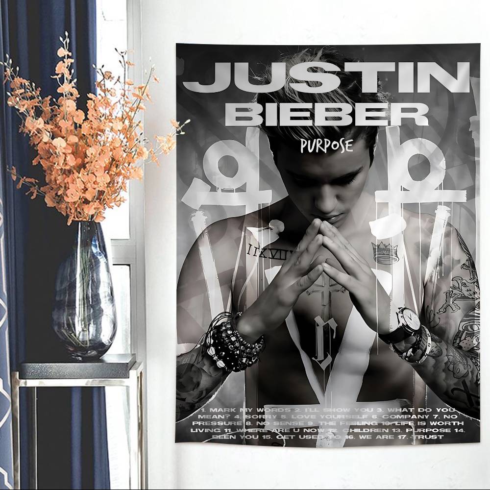 Popular Singer JJustinS BBieberS Cartoon Tapestry Art Science Fiction Room Home Decor Wall Hanging Home Decor