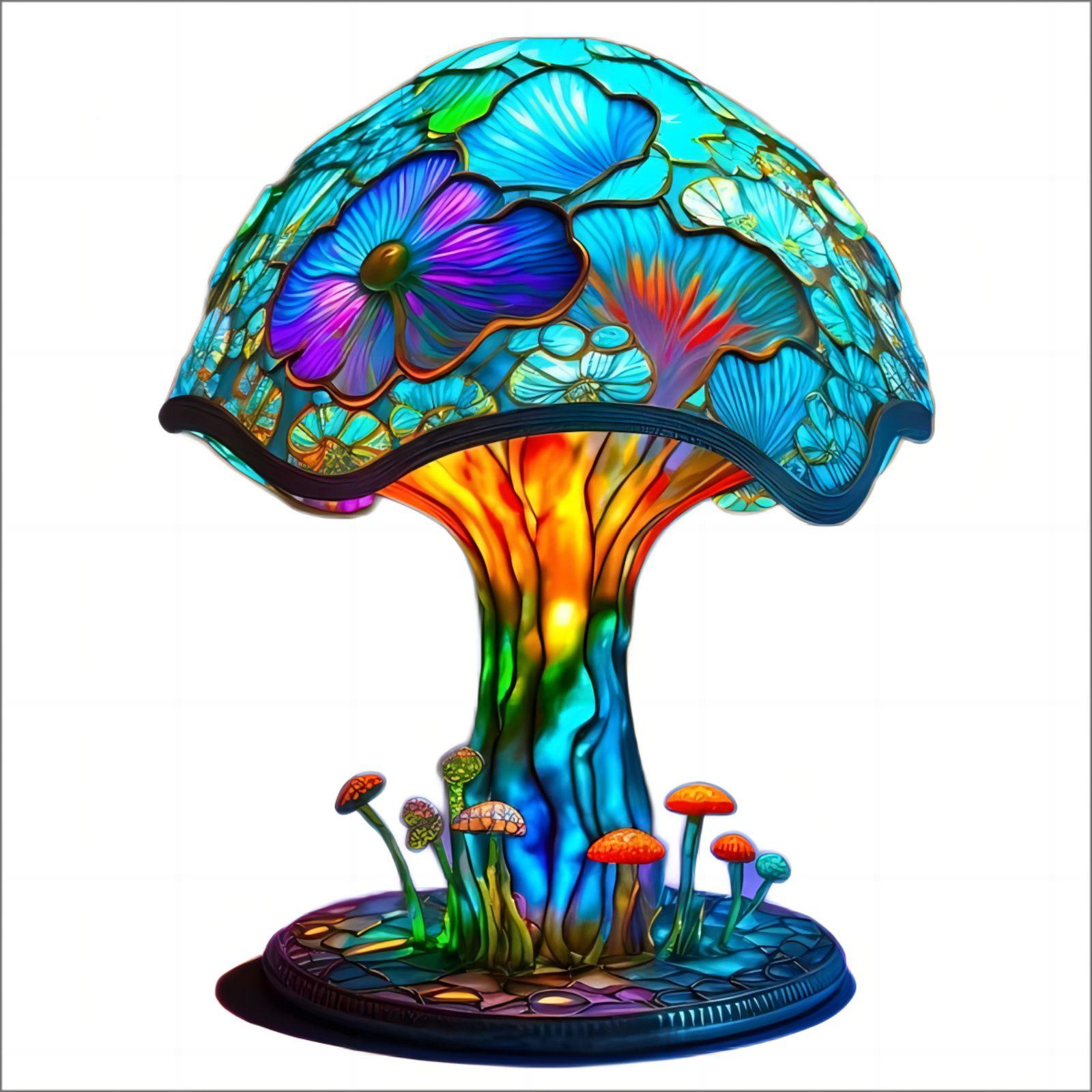 

Stained Glass Plant Table Lamp 5.9 Colorful Mushroom Table Lamp Bedside Night Light For Bedroom Living Room Home Office Decor A15cm