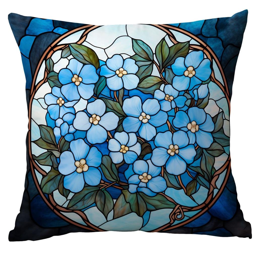 New Vintage Floral Pillowcase Creative Colored Glass Printed Home Sofa Car Cushion Pillowcase