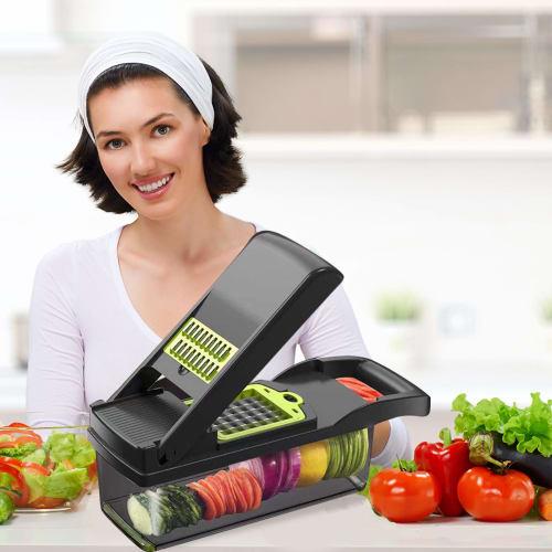 BLBO Onion Chopper, Vegetable Cutter, Multifunctional Mandoline Slicer, Dicer with Draining Basket and Container
