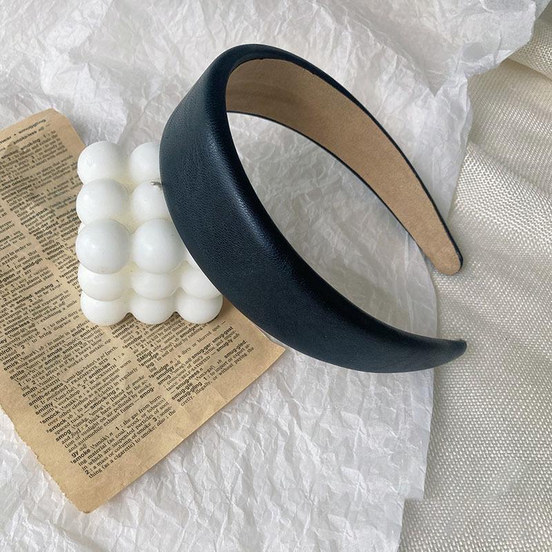 Vintage PU Leather Headbands Hairbands Women Girls Solid Wides Spong Thick Hair Hoops Hair Bands Bezel Fashion Hair Accessories