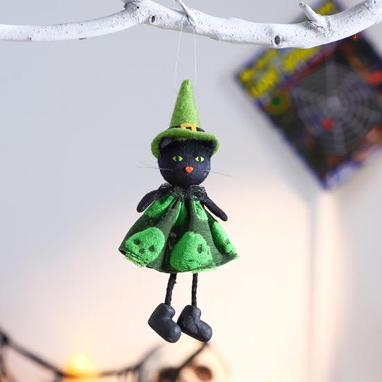 Halloween Hanging Decoration Pumpkin Ghost Witch Black Cat Plush Dolls Tree Ornaments for Indoor Outdoor Home Yard Porch Tree Decor