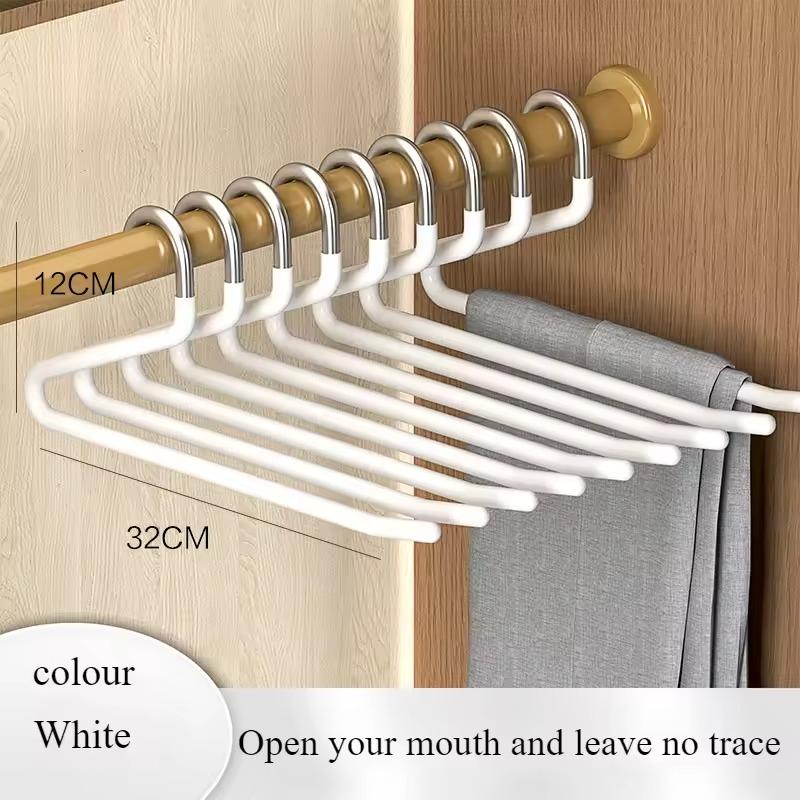 10 Pcs Stainless Steel Goose-shaped Pants Rack Non-slip Household Telescopic Clothes Rack Multi-layer Storage Clothes Rack