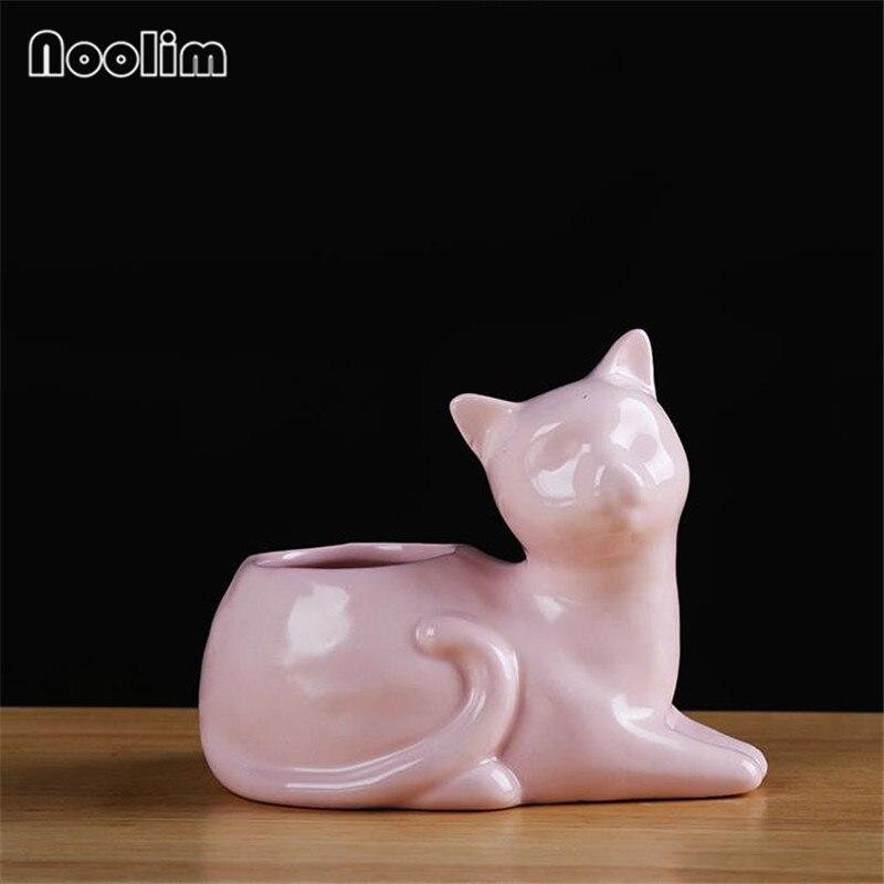 Ceramic Cartoon Cat Flower Pots Mini Succulent Plant Home Tabletop Decor Cute Flowerpots