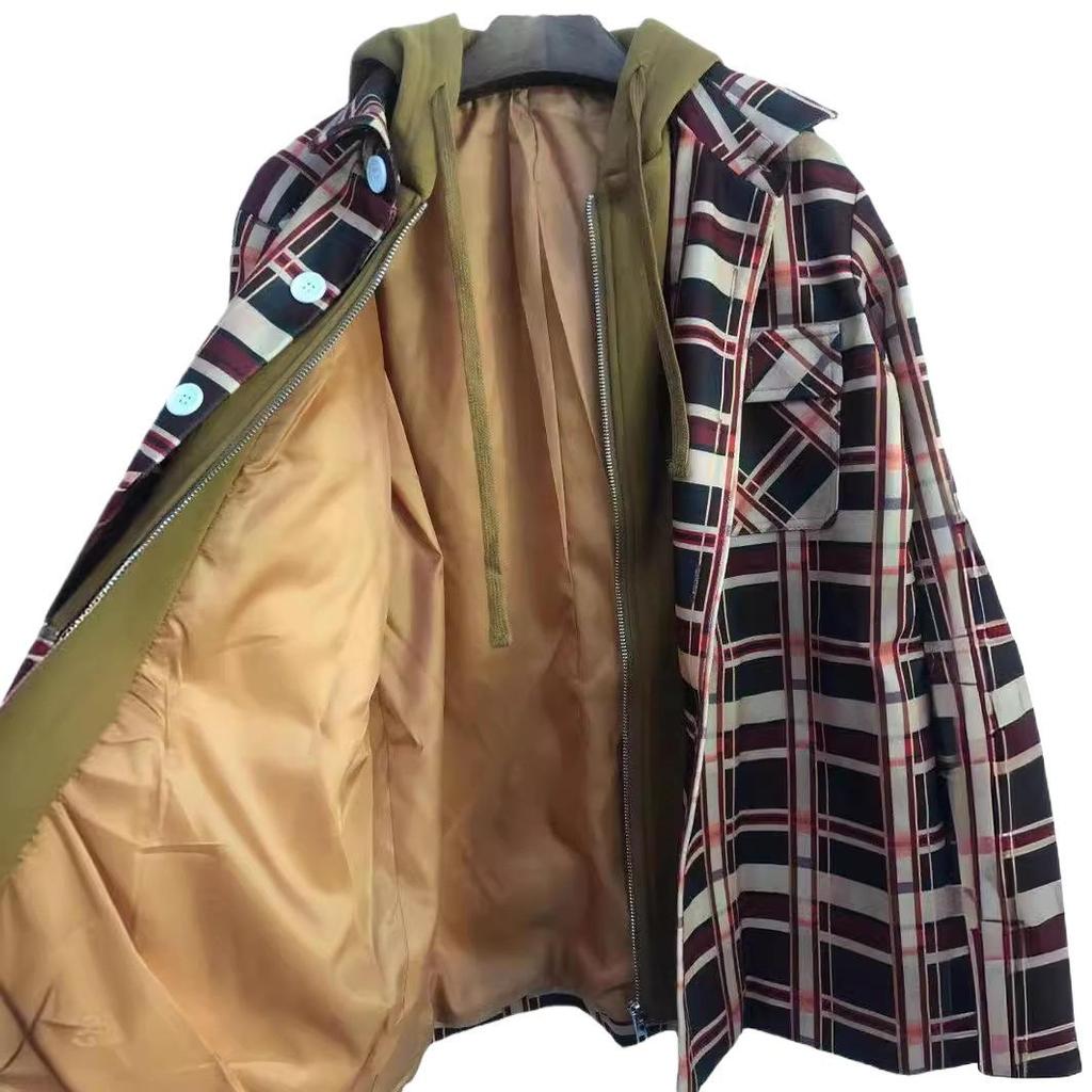 2025 Men's Autumn/Winter Long Sleeve Hooded Loose Cotton Jacket - European & American Style