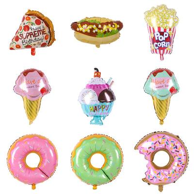 New Hot Dog, Pizza, Popcorn, Donut, and Burger Aluminum Foil Balloons for Party or Kindergarten Decoration