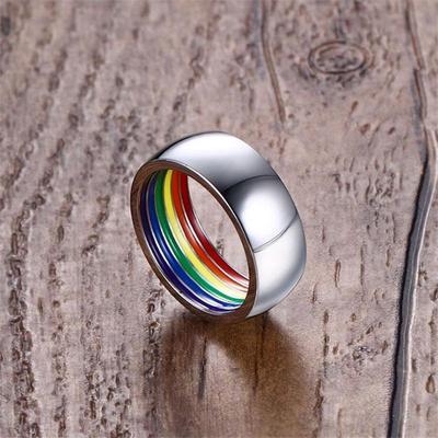 Ring Rainbow Enamel Stainless Steel Round
