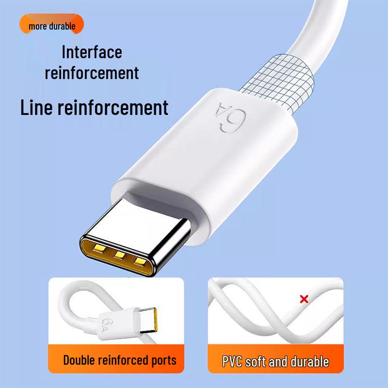 6A Fast Charge Type-C Data Cable, 120W Charger for Huawei, Xiaomi, Vivo Android Devices.