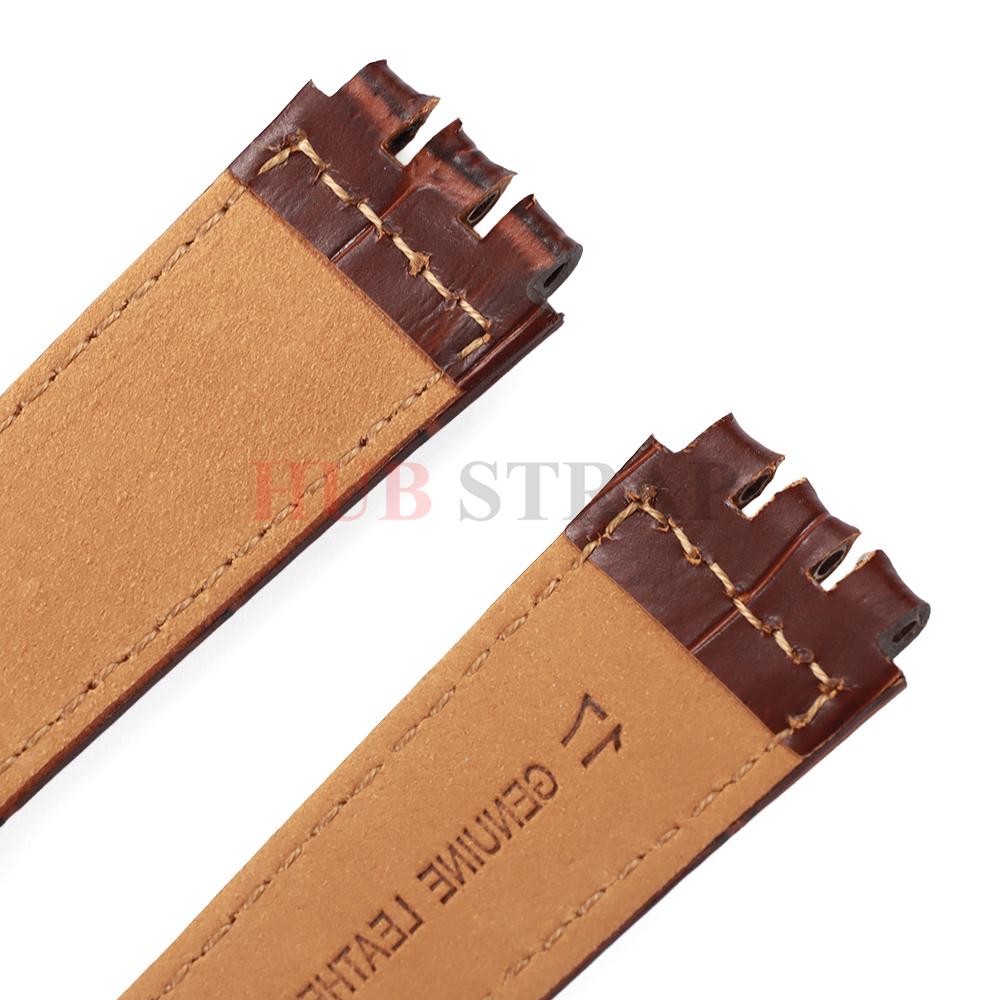 17mm 19mm dla zegarka SWATCH Pasek do zegarka Pasek do zegarka ze skóry bydlęcej Oryginalny dla Mężczyzn Kobiet Wodoodporny Sportowy Zamiennik Akcesoria do zegarków