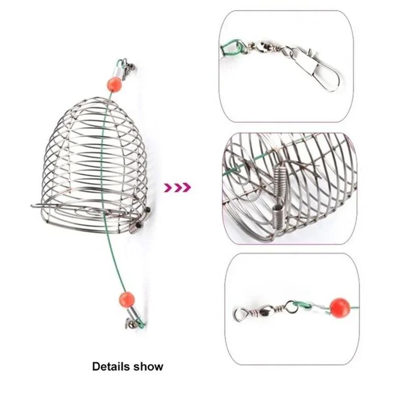 Stainless Steel Fishing Bait Cage Feeder Holder S/M/L Sizes Fishing Lure Accessory Durable Fishing Gear