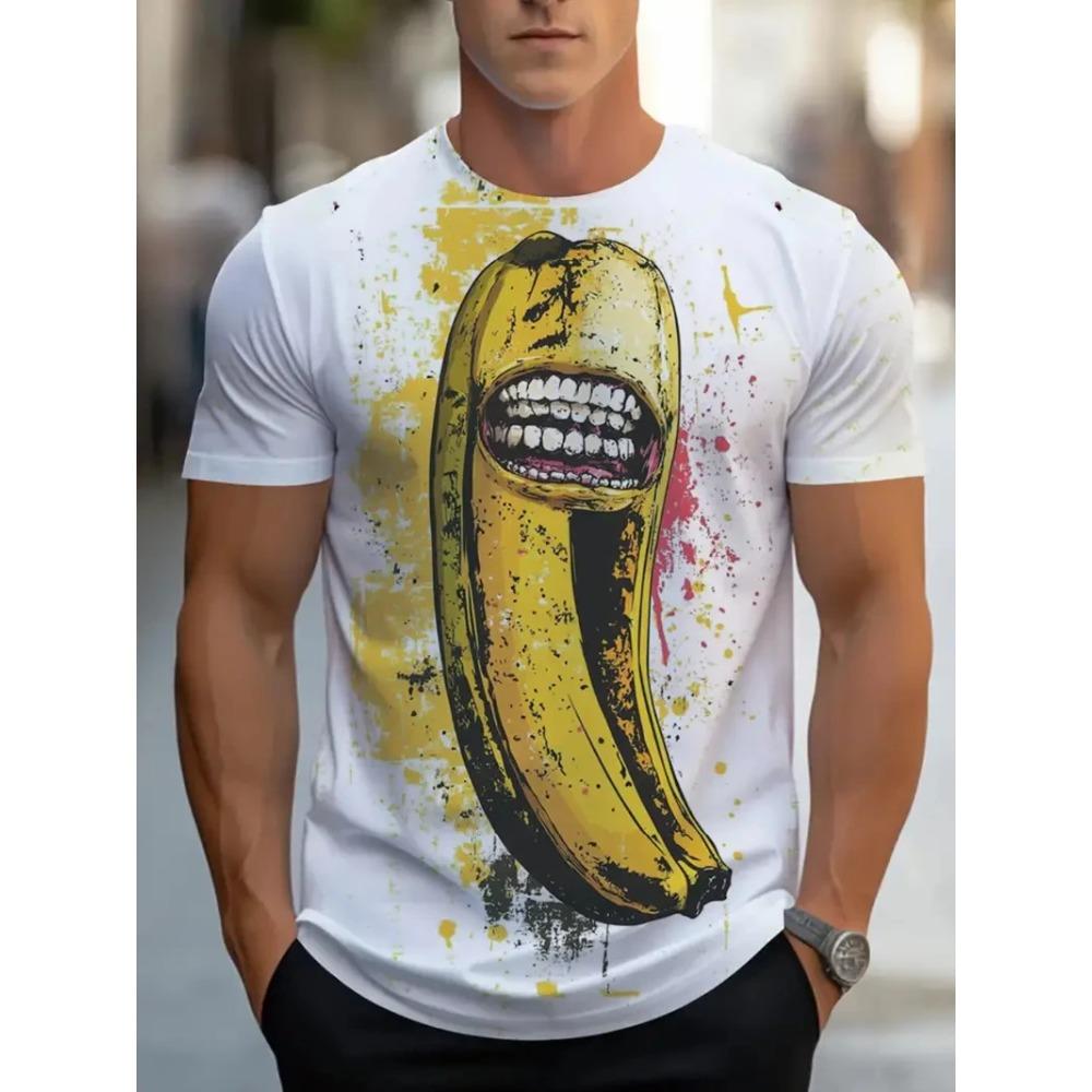 New Men's T-shirt 3D Print Funny Banana Graphic T-Shirts Summer Outdoor  Personality Fashionable Plus Size Casual Short Sleeved T-shirt