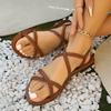 Women Beach Woven Hollow Sandals Women Flats Casual Clip Toe Sandals Summer New Fashion Walking Zapatos Dress Femme Slides