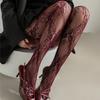 1Pair Women'S High-End French Retro Lace Rose Patterned Pantyhose, High Elasticity Skinny Tights, Sheer Hollow-Out For Slimming