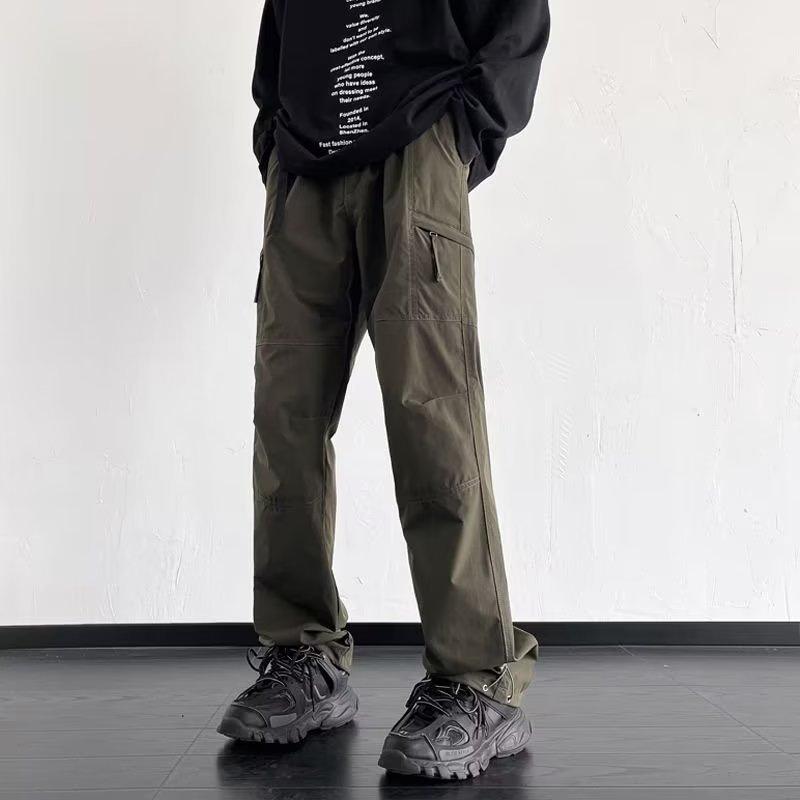 Charge pants men's autumn and winter American paratrooper pants fleece tide brand loose straight hiking pants tooling casual trousers