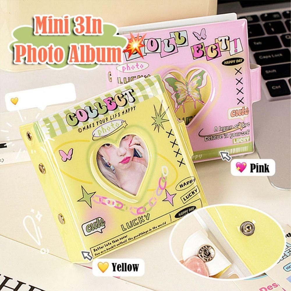 

PVC 3In Card Holder Love Heart Hollow Kpop Card Binder Portable Photo Album рожевий