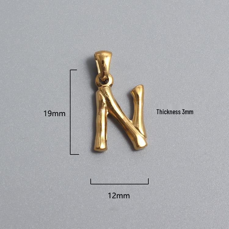 French Bamboo Joint Gold Letter Pendant Necklace - Retro Clavicle Chain Style for Women
