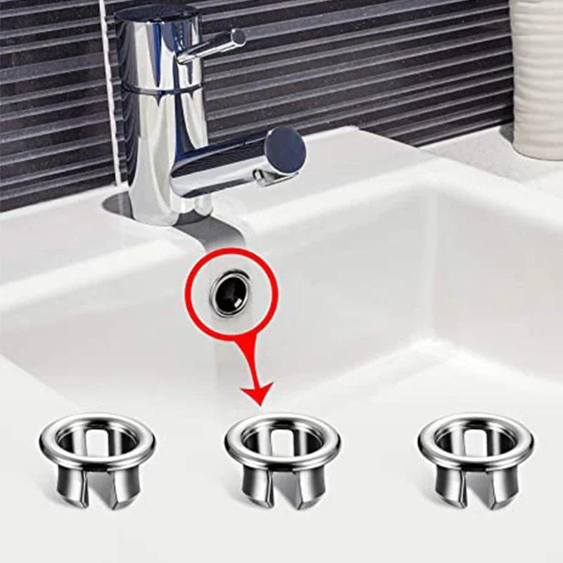 Sink Overflow Ring Drain Cover Replacement Bathroom Kitchen Sink Wash Basin Trim Overflow Cover Hole Insert Round Caps
