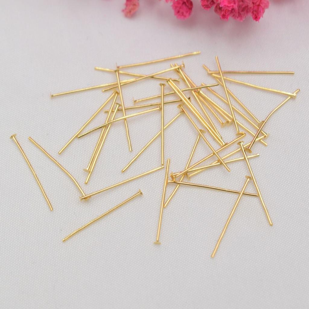 100pcs Color-Retaining 14K Gold-Wrapped T-Needle Accessories, Flat Needle Diy Handmade Beaded,, Ear Jewelry Materials