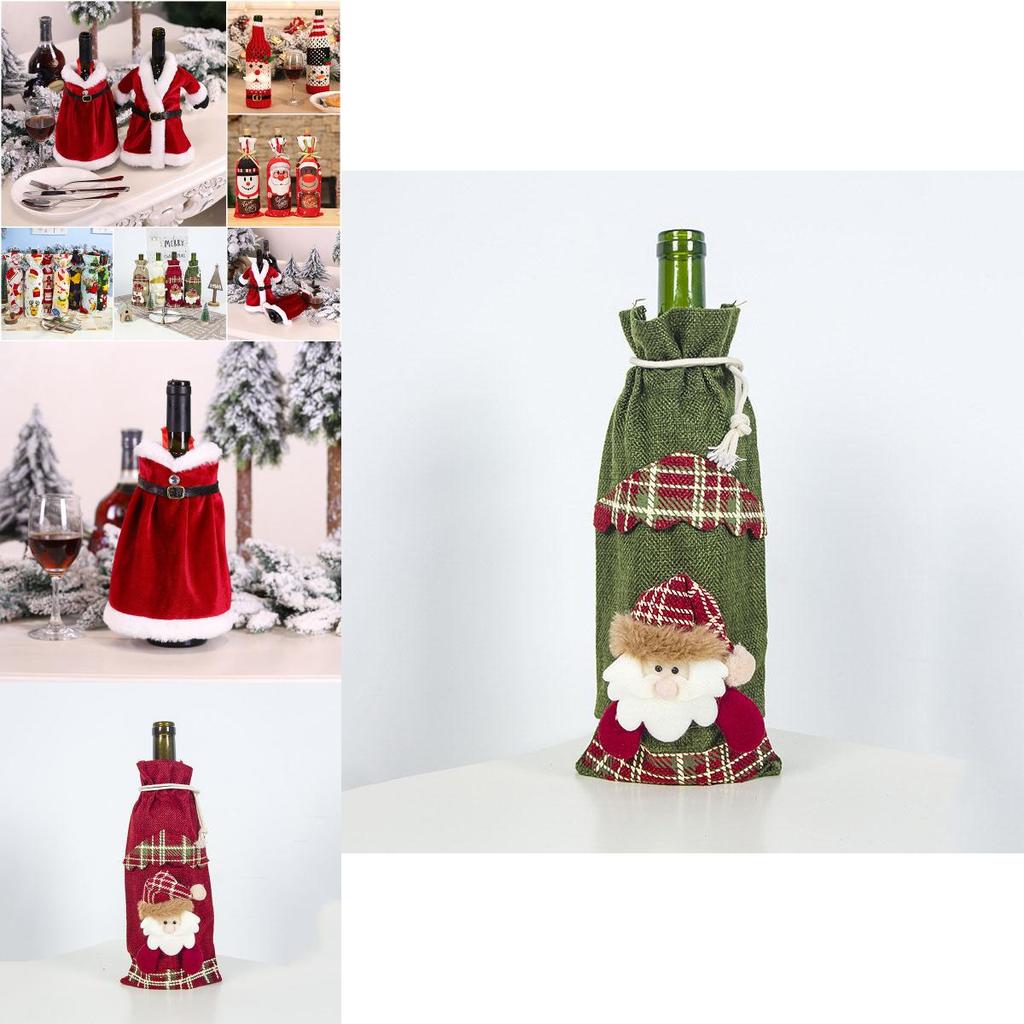 Festive Christmas Wine Bottle Gift Bags With Sequins For A Vibrant Holiday Table