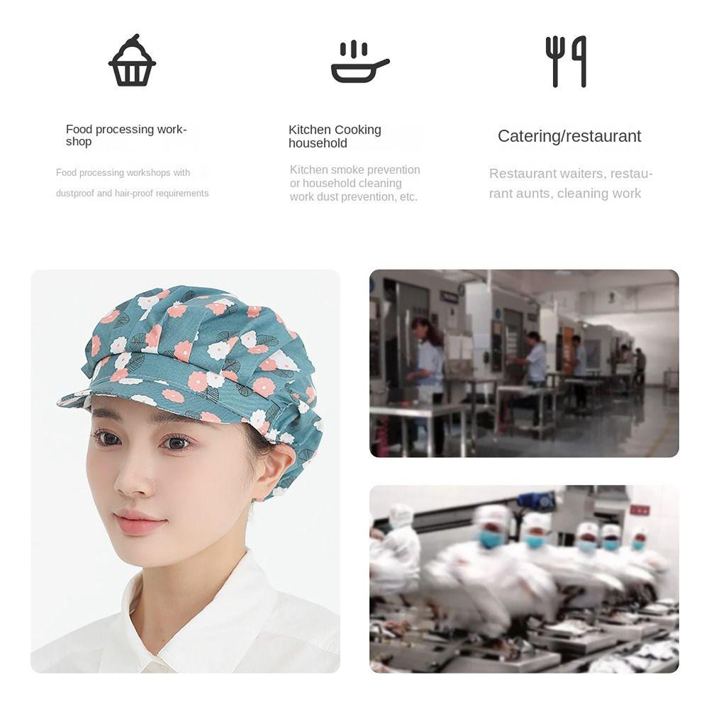Cotton Chef Cap Flowers Potištěná hygienická čepice Prodyšná pracovní čelenka Kitchen