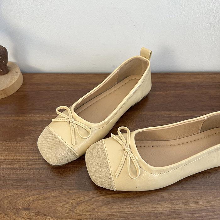 Beige high-end British style flat-bottomed ballet women's shoes 2025 new summer skirt versatile Mary Jane single shoes