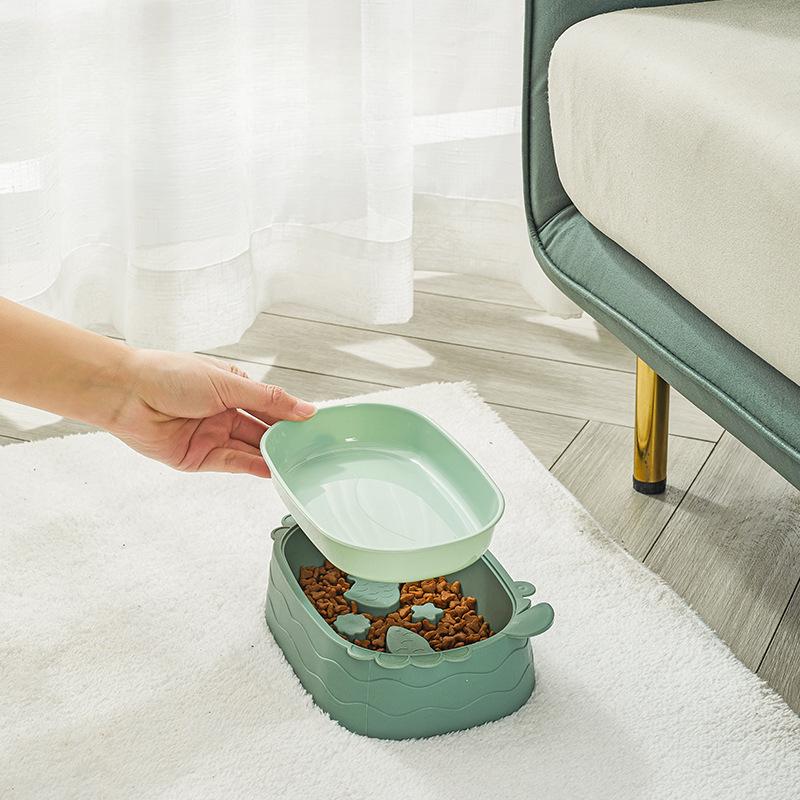 Pet Cat Bowl Crab Shape Slow Food Bowl Removable Pet Double Bowl Anti-choking Dog Food Bowl Anti-knock Over Dog Rice Bowl