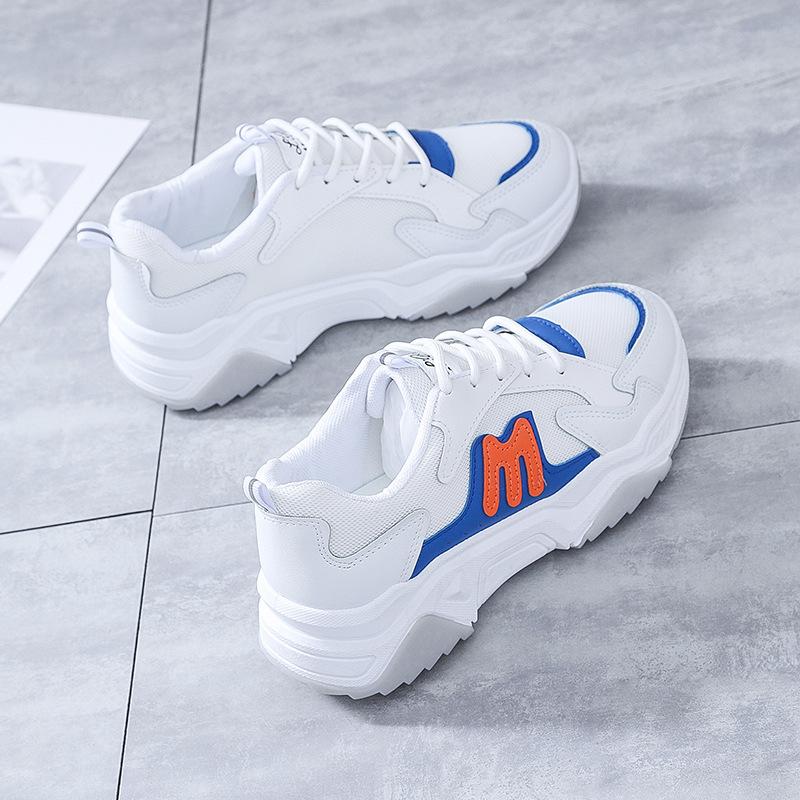 fashion Sneakers Women Platform Shoes Breathable Mesh Casual Shoes Fashion Lace-up Sports Shoes Classic White Snekaer Tenis De Mujer