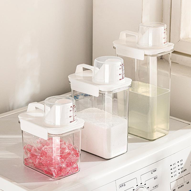 Household Storage Box, Laundry Detergent Storage Bucket, Carrying Scale Cup, Grain Moisture-Proof Sealed Can, Pet Storage Bucket