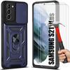 Protective Case - PROSHOP - Samsung S21 Plus - Rigid - Tempered Glass - Navy Blue
