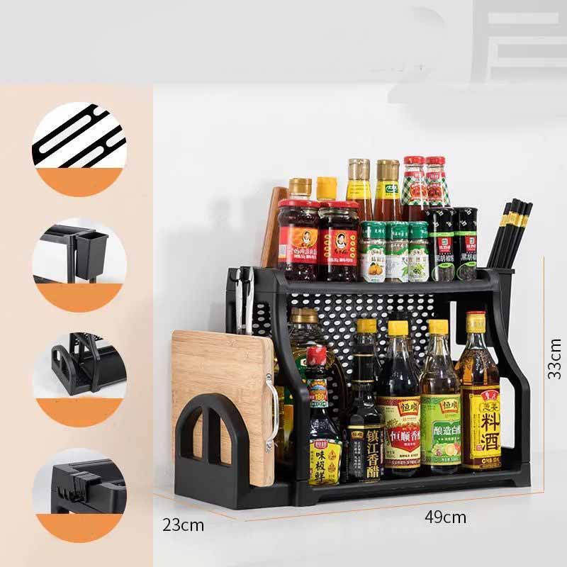 WTEMPO Household Kitchen Seasoning Storage Rack Plastic Table Top Seasoning Kitchen Utensils Multi-layer Functional Storage Knife Holder