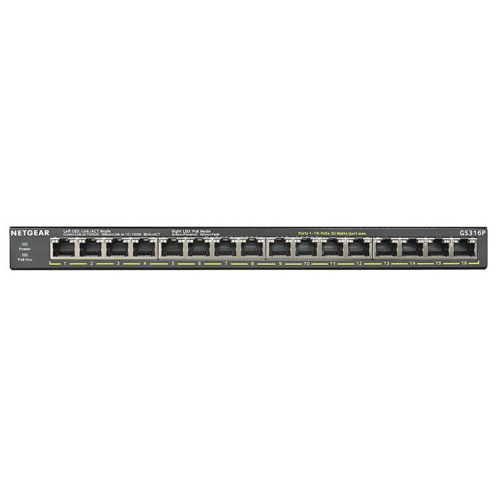 Switch ethernet - netgear - gs316p - 16 ports rj45 - poe+ - non-géré