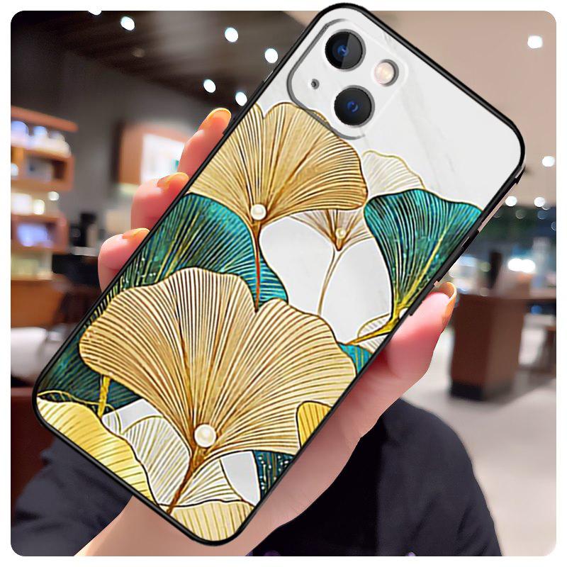 Luxury Ginkgo Leaf Case For iPhone 17 Pro Max 15 14 13 11 12 16 Pro Max mini 15 16 Plus 16e 17 Air Phone Cover