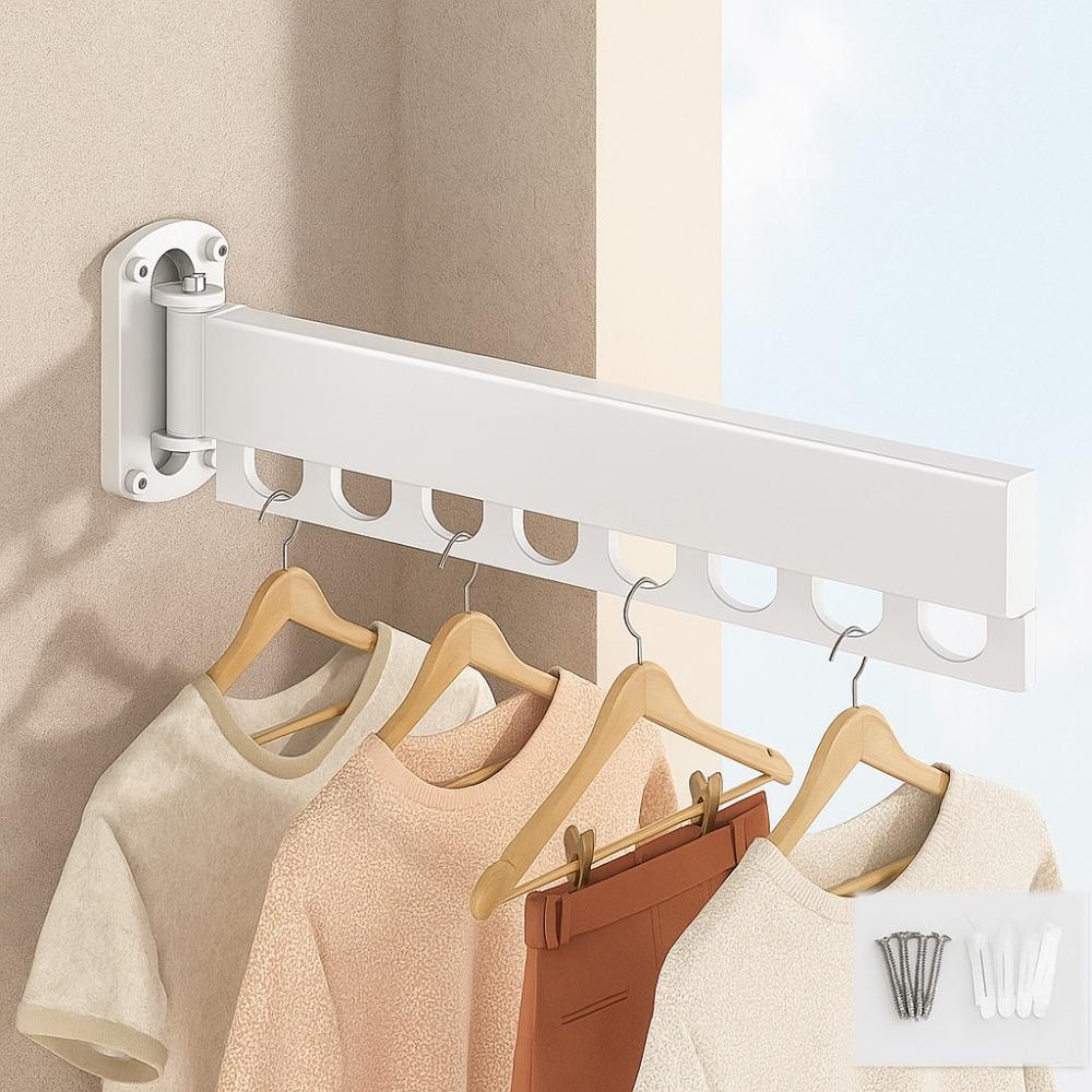 Rust-proof Wall Mount Clothes Hanger Stainless Steel Retractable Clothes Rack  Outdoor
