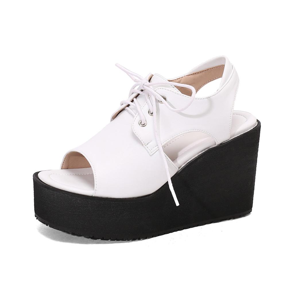 Fashion Women Wedges Sandals Summer Thick Bottom Waterproof Platform Dress Banquet Comfortable Open Toed Workwear Large Size 32-48 Pink