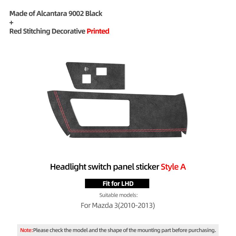 Betterhumz For Mazda 3 Axela 2010-2013 Made of Alcantara Auto Headlight Lamp Switch Panel Trim Sticker Car Interior Accessories