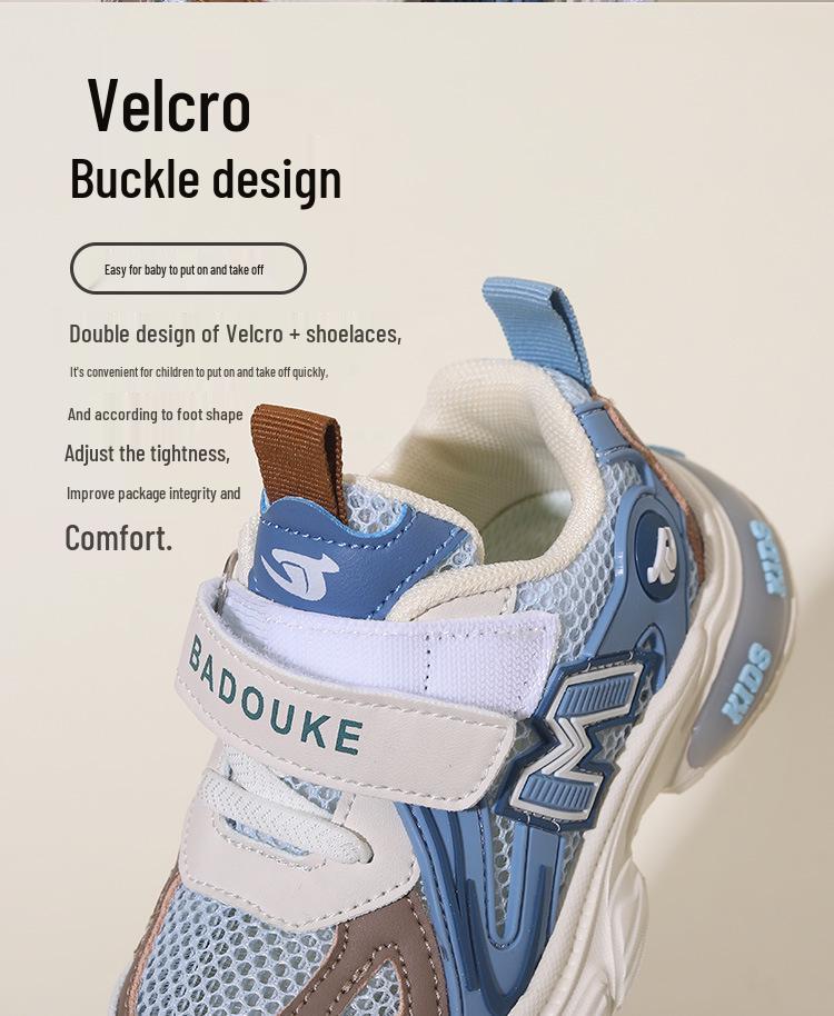 Spring Kids' Breathable Mesh Velcro Light-Up Shoes for Boys & Girls