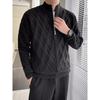 Mens Half Turtleneck Knit Cardigan With Cable Twist Loose Fit Casual Sweater Winter Daily Wear