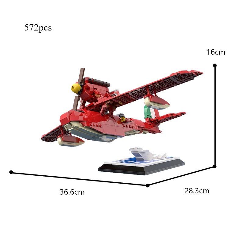 MOC Red Pig Seaplane Building Block Model Children s Educational Collectible Toy Bricks Fun Educational Collection