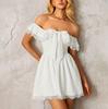 Summer fashion new lace splicing suspender dress, European and American sexy hottie backless shoulder A word short skirt